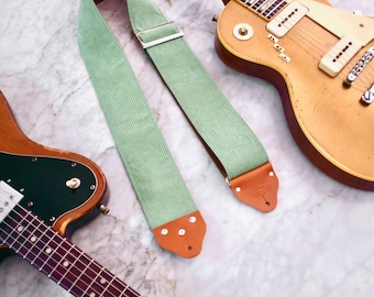 Vintage 70s Custom wide 3" Turquoise Corduroy Guitar/Bass Hippie Strap