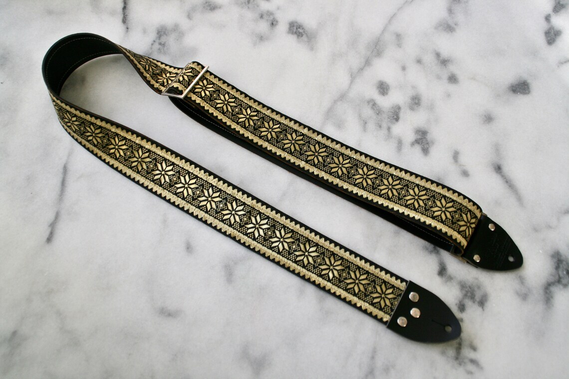 Vintage 60s Gold 'Frostettia' Hippie Guitar - Camera - Bag Strap, foto 3 di 5
