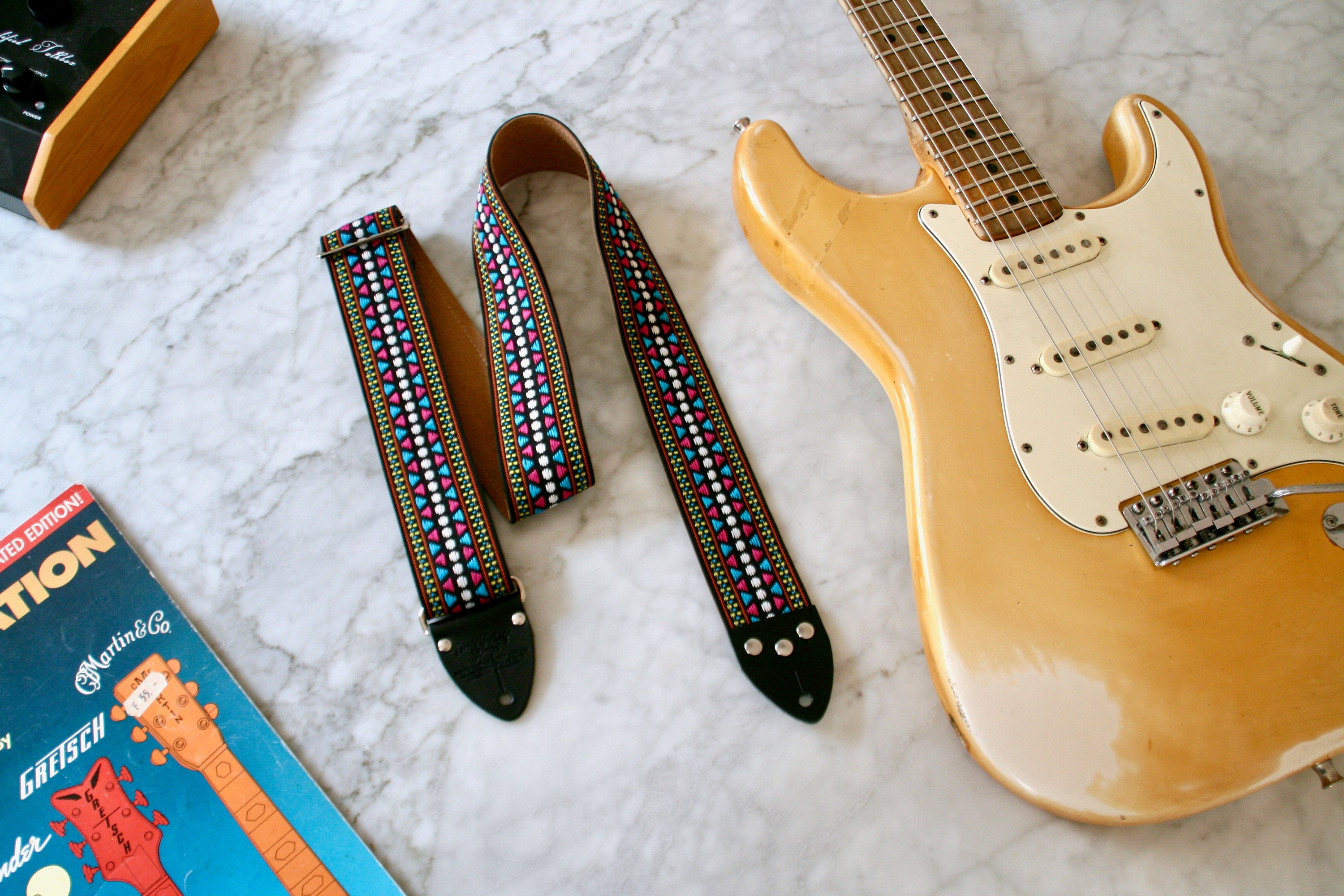 Vintage 70s 'Tapestry' Hippie Guitar - Camera - Bag Strap
