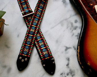 Vintage 60s Multicolor 'Morrey' Hippie Guitar - Camera - Bag Strap