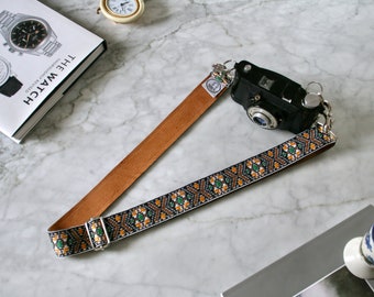 vintage Black 60s 'Inca' Hippie Camera / Bag Strap