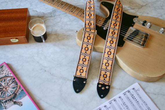 Vintage 60s Beige 'Quattuor' Hippie Guitar - Camera - Bag Strap