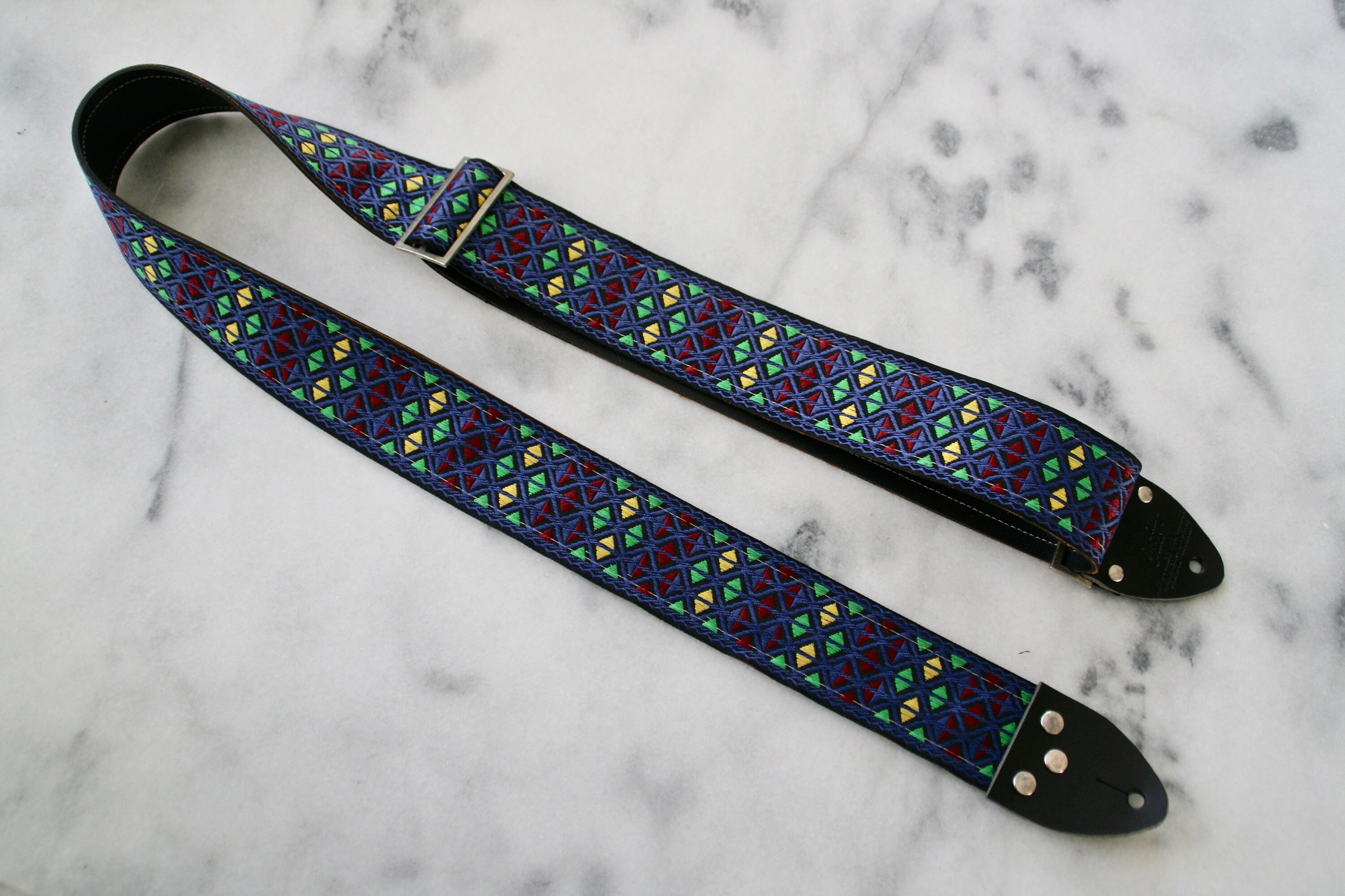 Vintage 60s Blue 'monterey' Hippie Guitar Strap Etsy UK