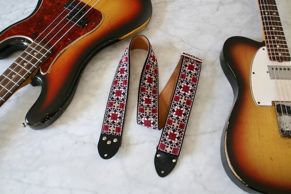 Vintage 60s Burgundy 'Virginia' Hippie Guitar - Camera - Bag Strap