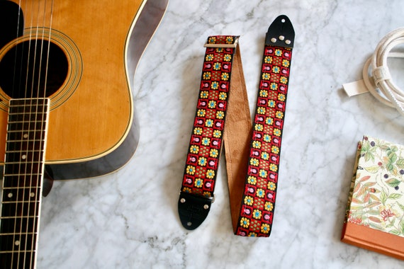 Vintage 70s Red stella Hippie Guitar Strap Replica Etsy