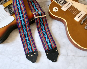 Custom wide 3" Purple Diamonds Guitar/Bass Hippie Strap