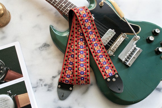 Vintage 60s Red 'Morrey' Hippie Guitar - Camera - Bag Strap
