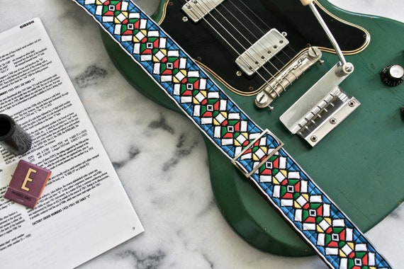 Vintage 60s Azur 'Tapestry' Hippie Guitar Strap Replica