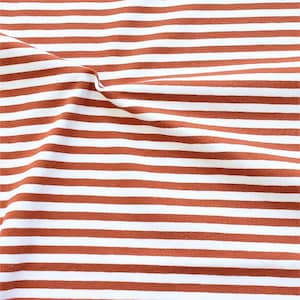 Baumwoll Stretch Jersey &quot;Classic Ringel 2&quot; Farbe Rost-Braun Weiss