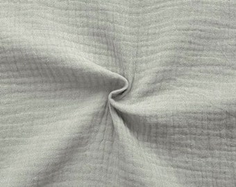 100% Baumwolle Musselin Double Gauze Grau-Beige