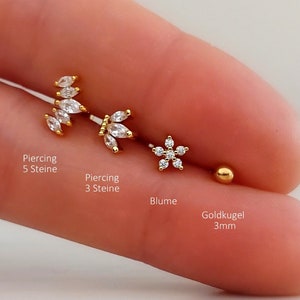 Gold, piercing, helix, tragus, antitragus, labret, piercings, cartilage, conch, lip piercing, nose piercing, 16 G, bar 6, 1 piece