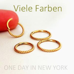 Piercing, Clicker, Ring, gedreht, Gold, Silber, Schwarz, Rosegold, Regenbogen, Helix, Tragus, 8mm, 10mm, 12mm, 14mm, Conch, Knorpel, 1 Stück