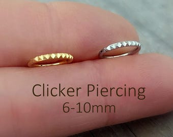 Piercing clicker en oro o plata: 6 mm, 8 mm, en 16G, 1.2 mm, aro, concha, aros labiales, cartílago, hélix, tragus* 1 pieza