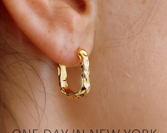Pendientes de aro pequeños, pendientes ovalados, pendientes de aro, pendientes ondulados, dorados, hipoalergénicos, para piercing, 1 pieza, 1 par