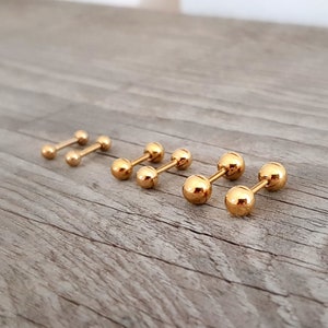 Kleine Gold oder Silber Kugel- Ohrstecker, Piercing, Helix, Tragus, Conch, Cartilage, Hypoallergen, 1 Stück