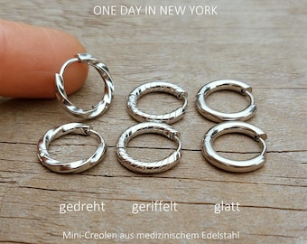 Aros Clicker, Piercing en Plata: 10 mm, 12 mm* Hélix, Tragus, fabricados en acero quirúrgico, 1 pieza, 1 par