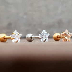 Mini Zirkon, Stern, Ohrpiercing, Helix, Tragus, Ohrringe, Piercing, Mini Ohrstecker, 16G, Knorpel Piercing, 1 Stück