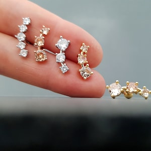 Piercing Gold, Rosegold, Silber, Labret, Ohrclimber, Piercing, Chirurgenstahl, Helix, Tragus, Schraubohrring, Conch, Cartilage, 1 Stück