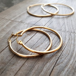 Creolen in Gold: Ø 10mm bis 70mm *1 Paar, für Allergiker geeignet, Creolen rosegold, Hoop, Chirurgenstahl 316L