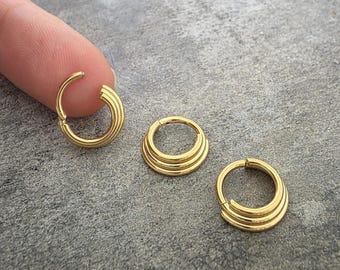 Piercing clicker en oro y plata: 8 mm, en 16G, 1,2 mm, aro, concha, aro labial, cartílago, hélix, tragus* 1 pieza