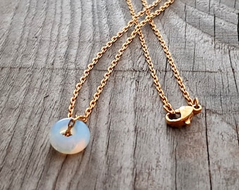 Moonstone, 18K Gold Plated Necklace, Gemstone Pendant,