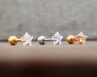 Mini Zirkon, Stern, Ohrpiercing, Helix, Tragus, Ohrringe, Piercing, Mini Ohrstecker, 16G, Knorpel Piercing, 1 Stück