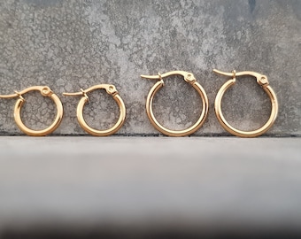 Creolen, Ø 10mm bis 70mm, 1 Paar, für Allergiker geeignet, Creolen gold, Creolen rosegold, Hoop, Chirurgenstahl 316L