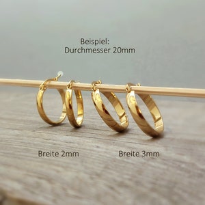 15, 20, 30, or 40 mm hoop earrings abrasion-resistant IP gold plating, hypoallergenic, gold earrings, suitable for allergy sufferers, waterproof, 1 pair image 3