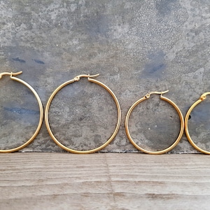 Große Creolen, Gold, Silber, Rosegold, 70mm, 60mm, 55mm, 50mm, 40mm, 30mm, Creolen gold, Silber, Hoops, Ohrringe , Creolen rosegold, 1 Paar Bild 3