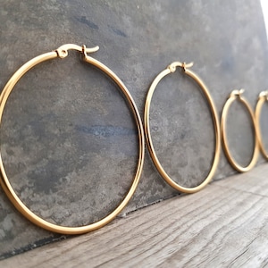 Large hoop earrings, gold, silver, rose gold, 70 mm, 60 mm, 55 mm, 50 mm, 40 mm, 30 mm, gold hoop earrings, silver, hoops, earrings, rose gold hoop earrings, 1 pair