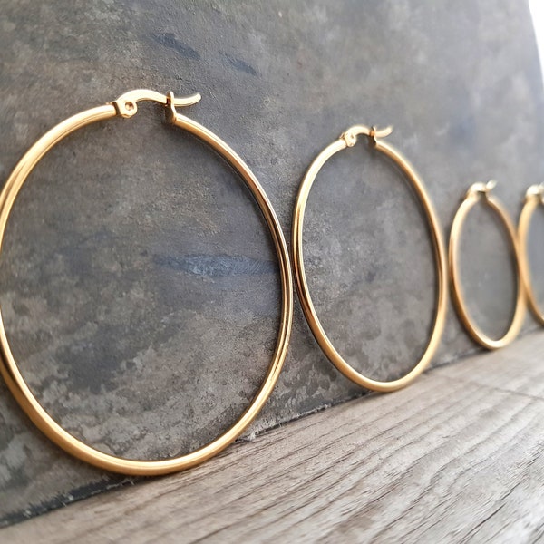 Große Creolen, Gold, Silber, Rosegold, 70mm, 60mm, 55mm, 50mm, 40mm, 30mm,  Creolen gold, Silber, Hoops, Ohrringe , Creolen rosegold, 1 Paar