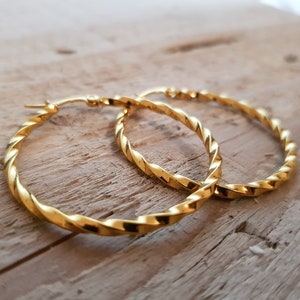 Hoop earrings, gold, silver, 15 mm, 20 mm, 30 mm, 40 mm, 50 mm, ideal for allergy sufferers, twist earrings, waterproof, 1 pair, image 7