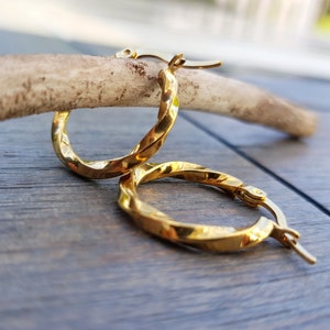 Hoop earrings, gold, silver, 15 mm, 20 mm, 30 mm, 40 mm, 50 mm, ideal for allergy sufferers, twist earrings, waterproof, 1 pair, image 6