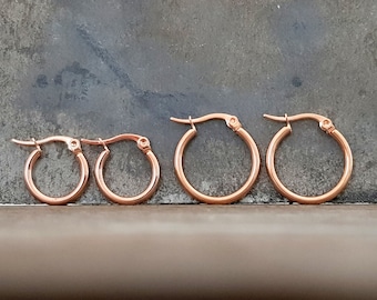 Hoop earrings made of surgical steel 316L, 10 mm, 15 mm, 20 mm, 25 mm, 30 mm, 40 mm, 1 pair, suitable for allergy sufferers, hoop earrings rose gold, hoop earrings gold,