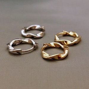 Mini Creole, Helix, Tragus, Piercing, Gold, Silver, 14 mm, Hoop, Conch, Cartilage, 1 piece image 3