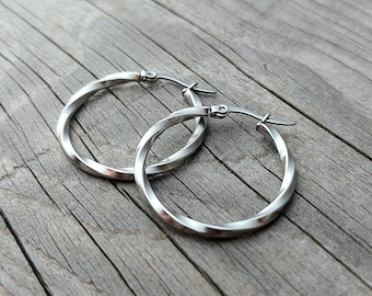 Spiral hoop earrings hypoallergenic, gold, silver, ideal for allergy sufferers, 15 mm, 20 mm, 30 mm, 40 mm, 50 mm, 1 pair