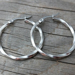 Hoop earrings, gold, silver, 15 mm, 20 mm, 30 mm, 40 mm, 50 mm, ideal for allergy sufferers, twist earrings, waterproof, 1 pair, image 9