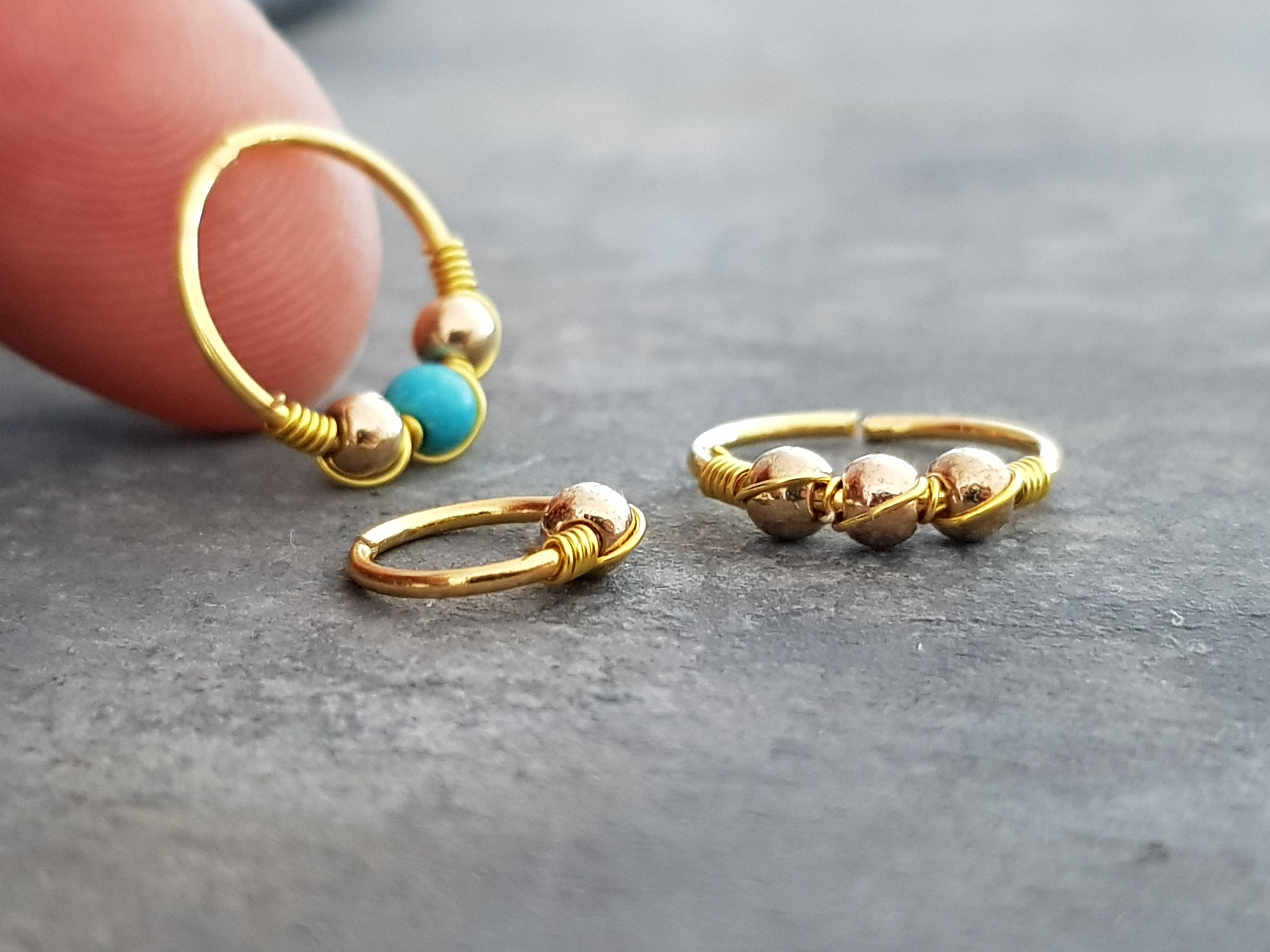 Mini Creole, 6mm, 8mm, 10mm, Helix, Tragus, Piercing gold, Cartilage, Nasenpiercing, chirurgischer Edelstahl, für Allergiker, 1 Stück