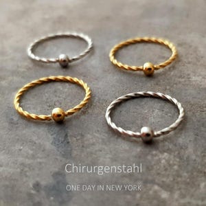 gedrehter Helix Ring, 20G, 6mm, 8mm, 10mm, Gold, Silber, Helix, Tragus, Piercing, Cartilage, Nasenpiercing, Conch, Lippenpiercing, 1 Stück