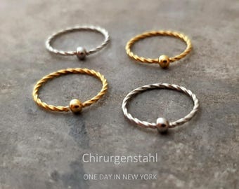 Anillo de hélice retorcido, 20G, 6 mm, 8 mm, 10 mm, oro, plata, hélice, tragus, piercing, cartílago, piercing de nariz, concha, piercing de labio, 1 pieza