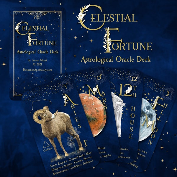 Celestial Fortune, Astrology Oracle Deck, Tarot Size Oracle Cards, Zodiac Oracle, Astrology, Zodiac Cards