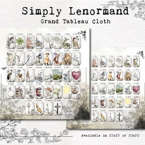Simply Lenormand Grand Tableau Cloth, Grand Tableau Reading Cloth, Watercolor Style Lenormand Reading Cloth