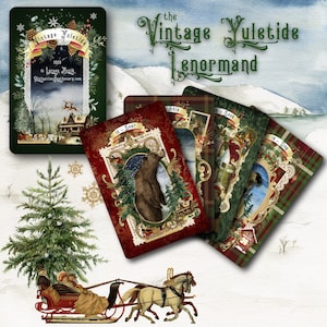 vintage Yuletide Lenormand Deck, Bridge et Mini Size Lenormand Cards, Christmas Oracle Cards, Christmas Lenormand