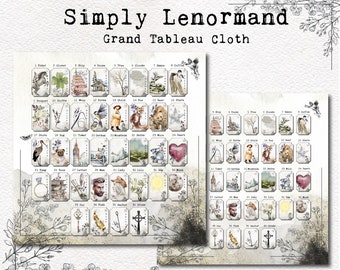 Simply Lenormand Grand Tableau Cloth, Grand Tableau Reading Cloth, Watercolor Style Lenormand Reading Cloth