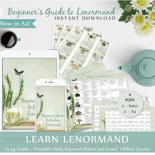Learn Lenormand, Printable Lenormand Cards, Lenormand Cheat Sheet, Grand Tableau Chart, Letter and A4 Instant Download, Print and Use Today!