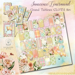 Innocence Lenormand Grand Tableau Kit, Lenormand Deck, Grand Tableau Reading Cloth, Padded Card Deck Bag, Fortune Telling Kit, Oracle Cards