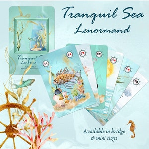 Jeu Lenormand Mer Tranquille, Cartes Lenormand, Cartes Oracle, Aquarelle, Jeu Oracle Océan