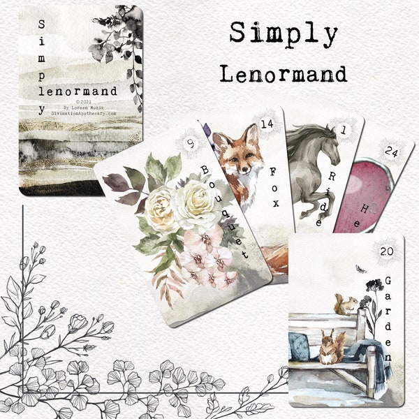 Simply Lenormand Deck, Lenormand Cards, Oracle Cards, Watercolor, Astrology Oracle Deck Expansion Pack