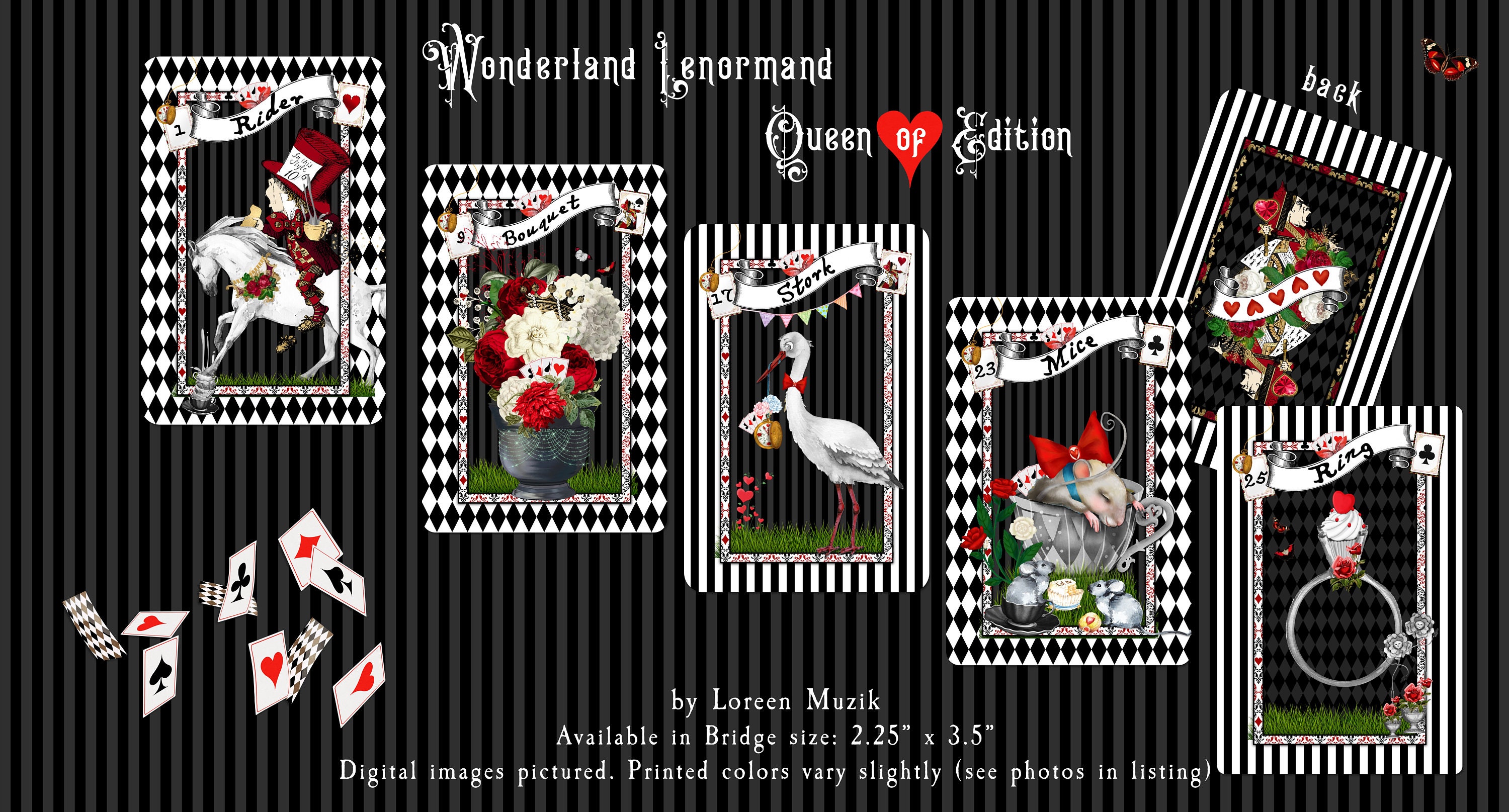 Alice in Wonderland Lenormand Deck - Queen of Hearts Edition, Lenormand ...