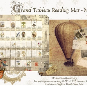 Grand Tableau Reading Mat, Tarot Mat, Oracle Cloth, Alter Cloth, 18" x 18" for Mini Lenormand Deck, 4x9 or 4x8+4 Layout